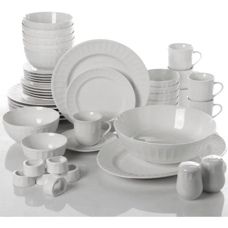 46-Piece Dinnerware and Serve ware Set, Service for 6 dishes and plates sets