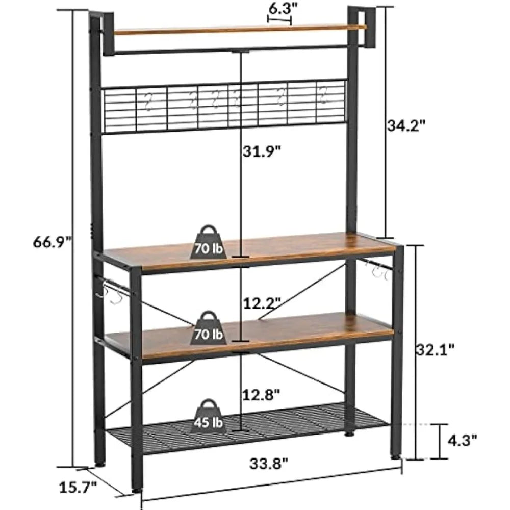 Bakers Rack for Kitchen with Large Kitchen Storage