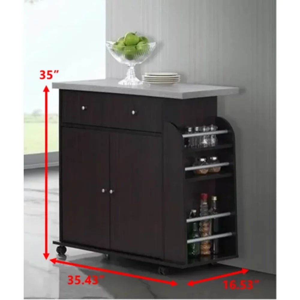 Kitchen Cart with Spice Rack & Towel Rack, Kitchen Island Trolleys