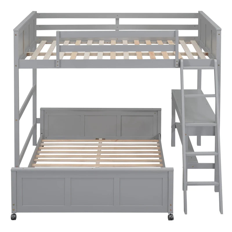 Gray Full Over Full Bunk Bed , Easy to assemble for indoor bedroom furniture