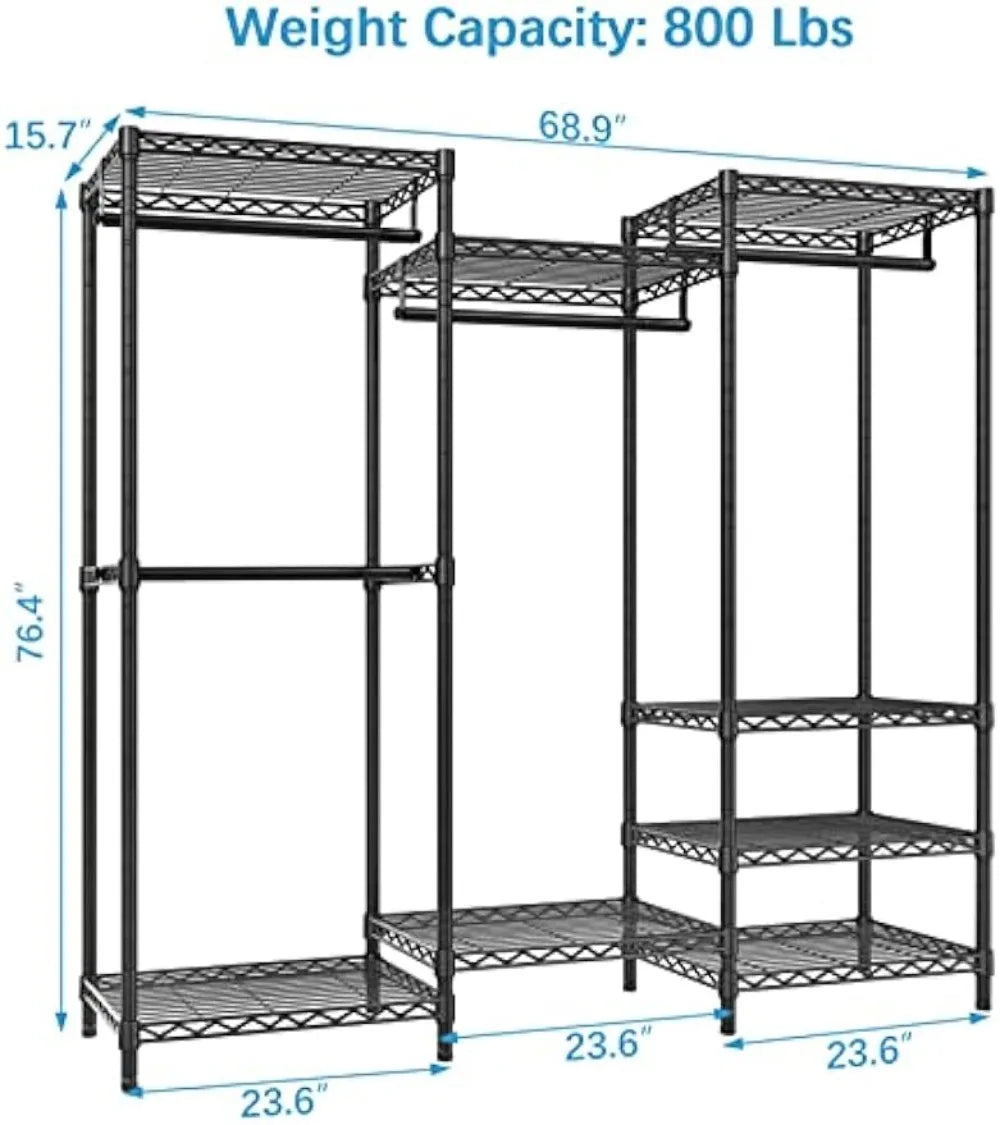 Closet Wardrobe Heavy Duty Clothes Rack, Freestanding Clothing Rack