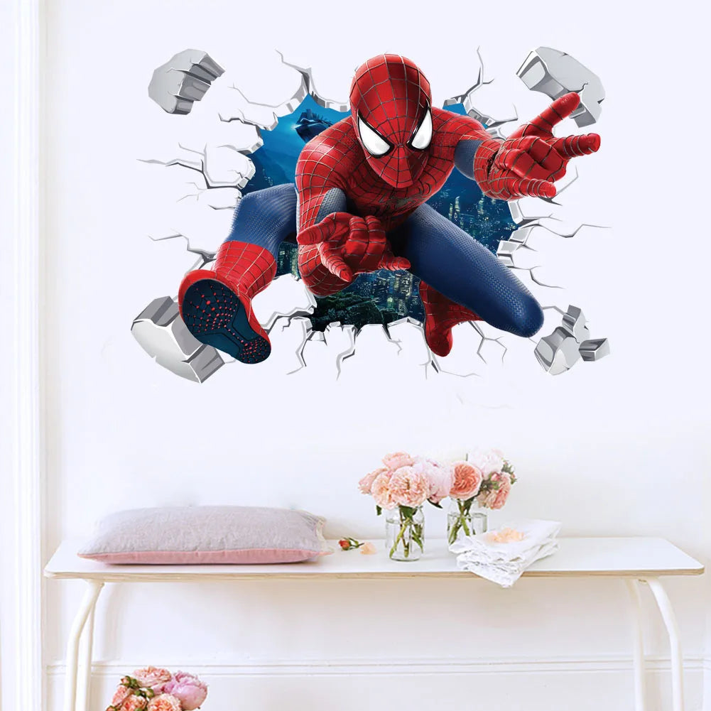 Spiderman Heroes Wall Stickers For Kids Room Home Bedroom