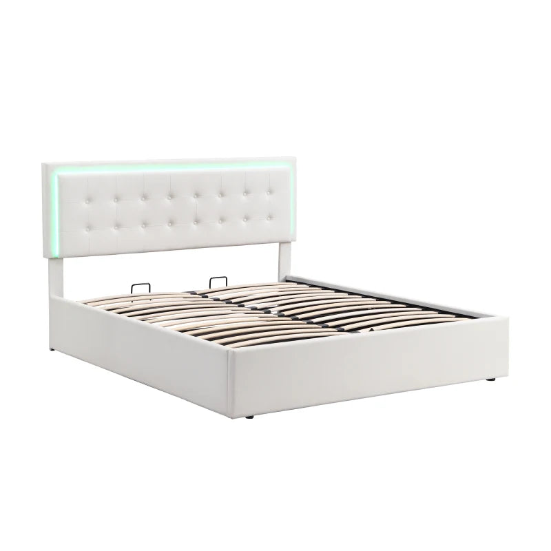 Queen Size Tufted Upholstered Platform Bed with Hydraulic Storage System,