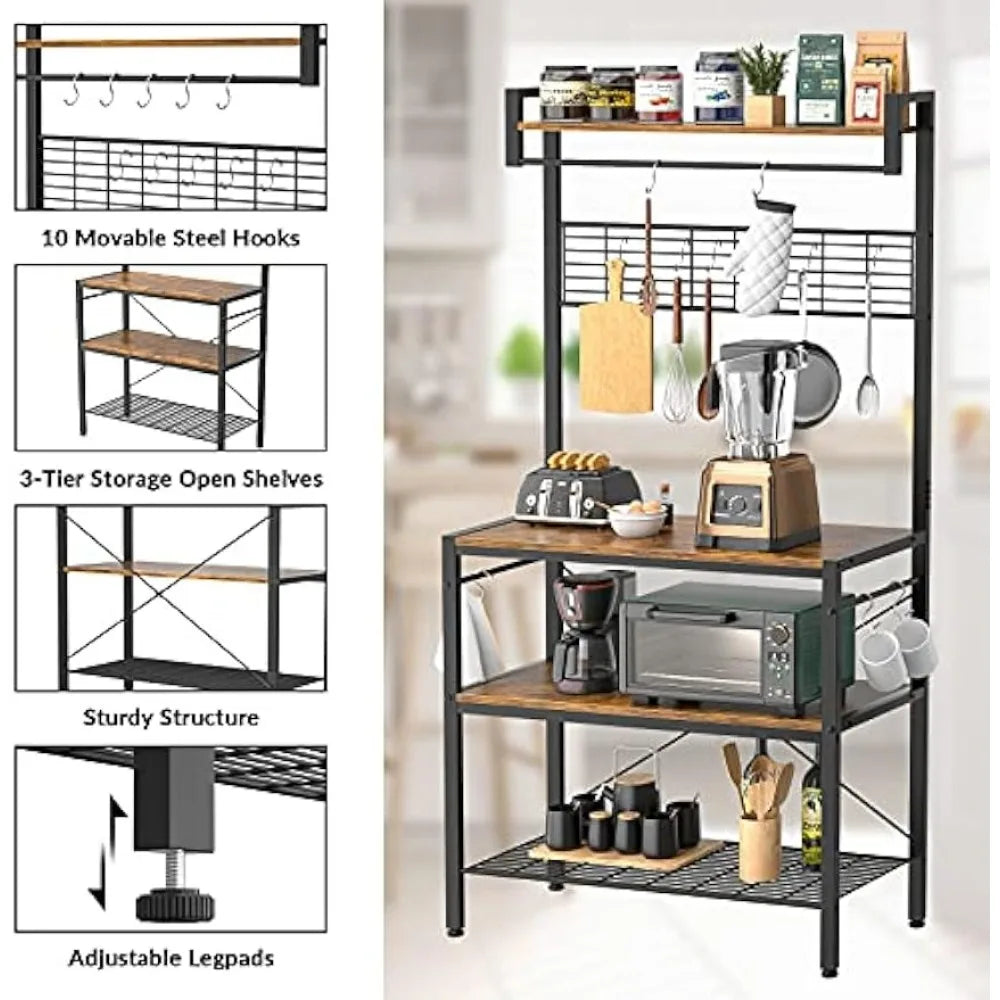 Bakers Rack for Kitchen with  Large Kitchen Storage