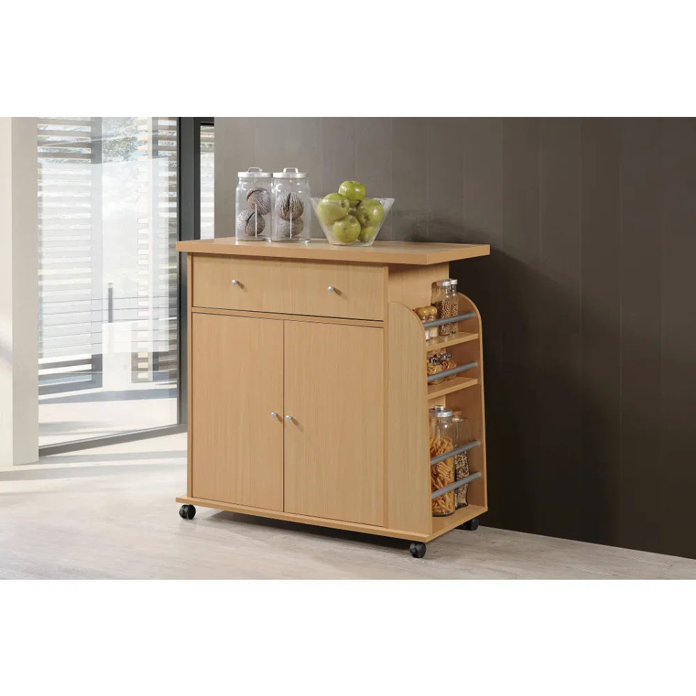 Kitchen Cart with Spice Rack & Towel Rack, Kitchen Island Trolleys