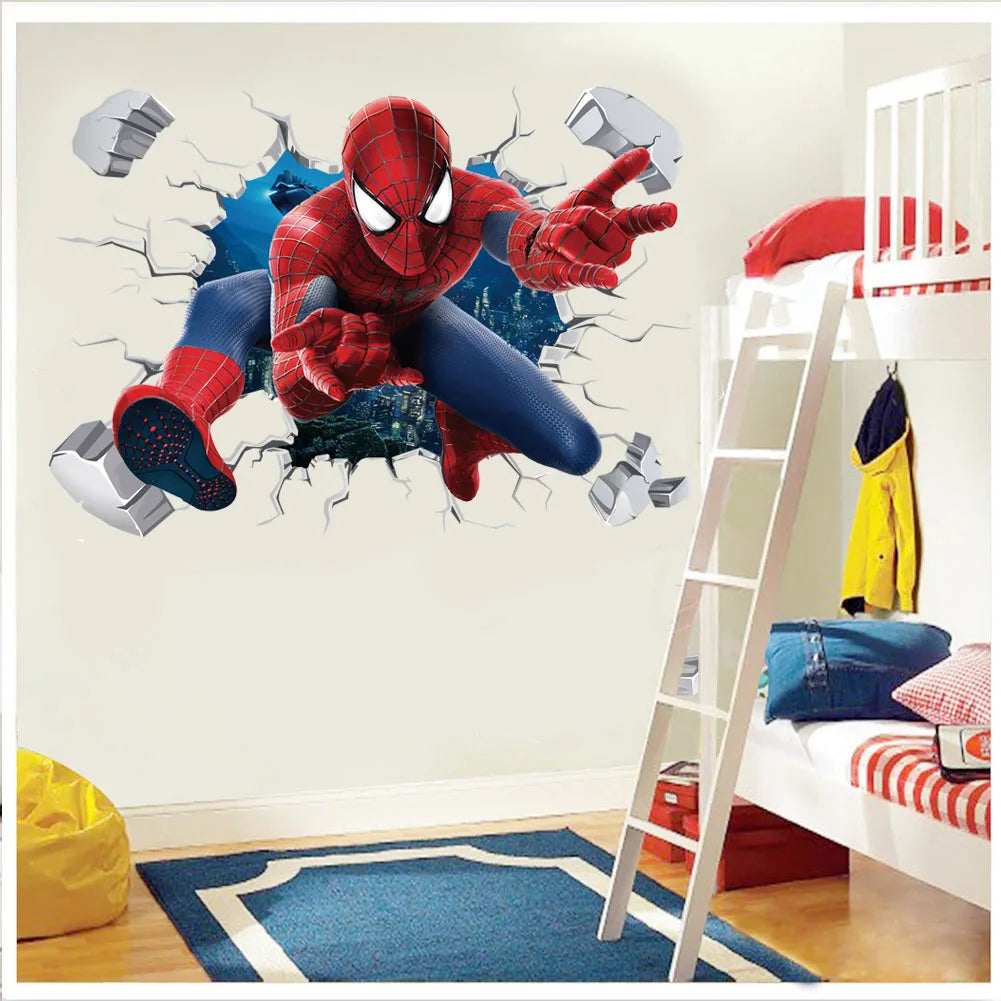 Spiderman Heroes Wall Stickers For Kids Room Home Bedroom