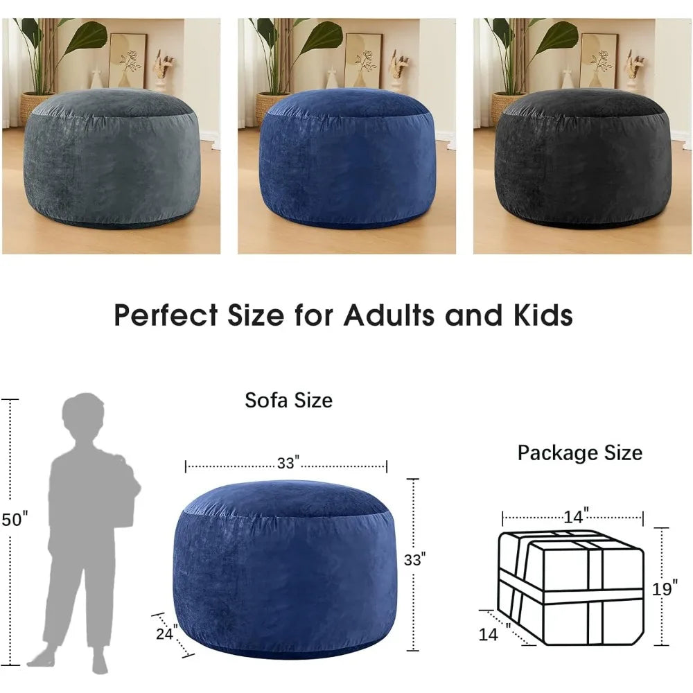 Furniture Bean Bag Chairs for Adults - 3' Memory Foam Furniture Chair - Kids/Teens Sofa With Soft Micro Fiber Cover Lazy