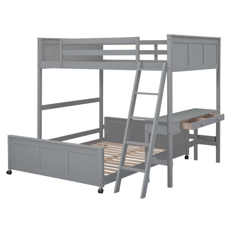 Gray Full Over Full Bunk Bed , Easy to assemble for indoor bedroom furniture