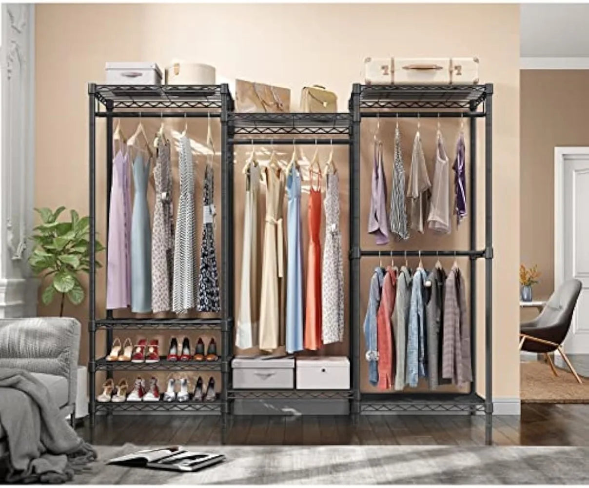 Closet Wardrobe Heavy Duty Clothes Rack, Freestanding Clothing Rack