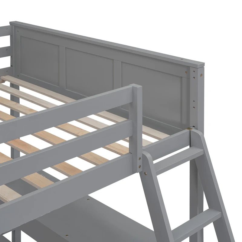 Gray Full Over Full Bunk Bed , Easy to assemble for indoor bedroom furniture