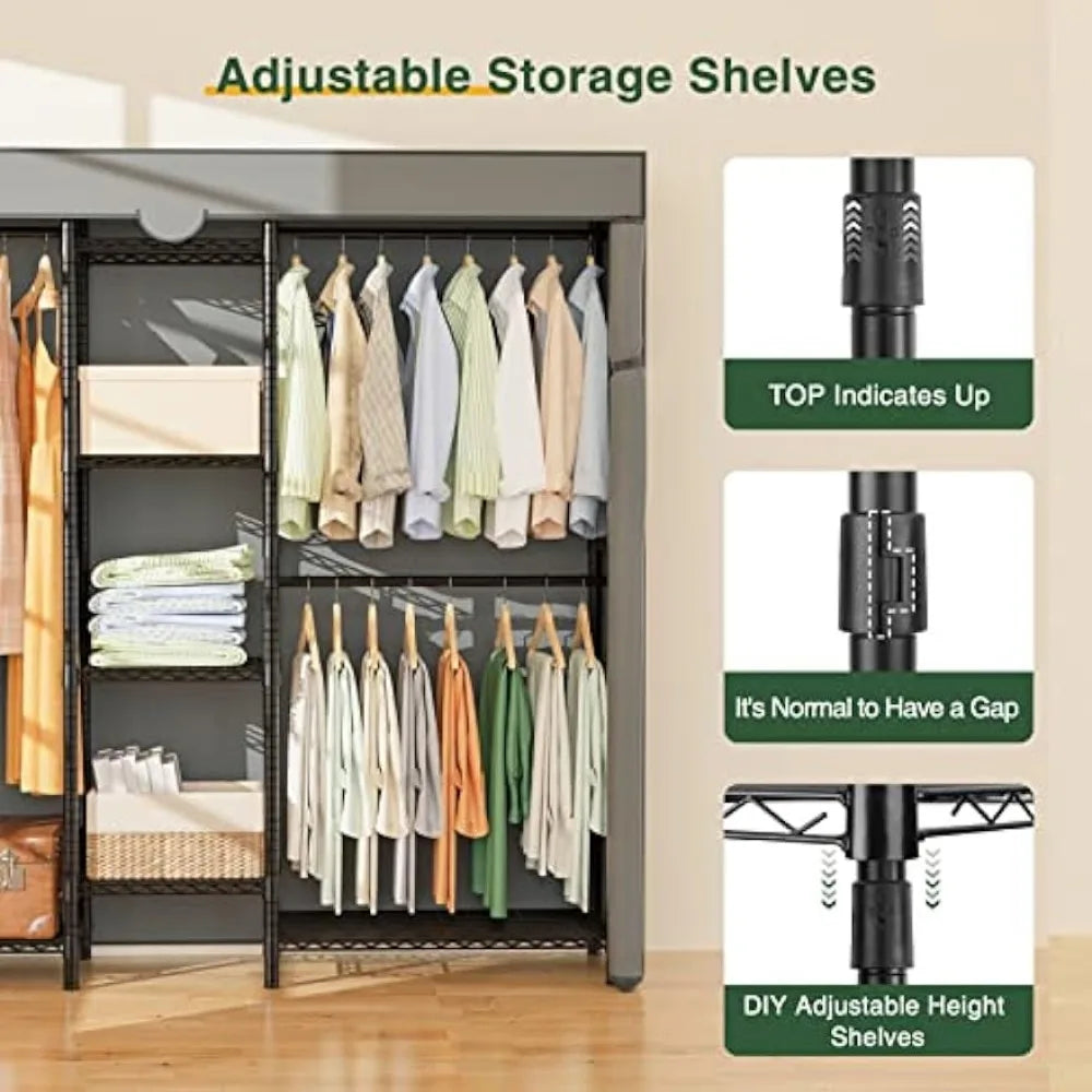 Heavy Duty Clothes Rack with Cover, Wire Garment Rack for Hanging Clothes, .