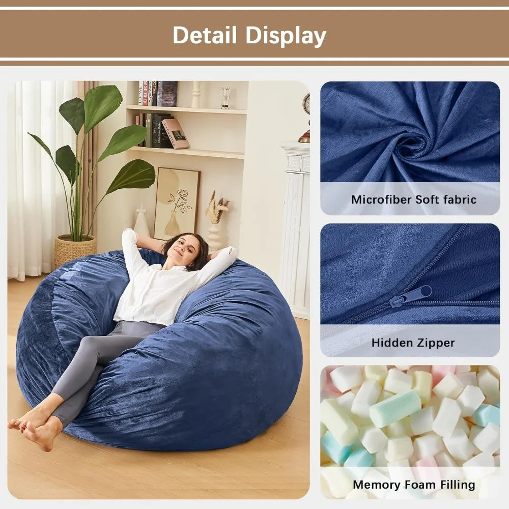 Furniture Bean Bag Chairs for Adults - 3' Memory Foam Furniture Chair - Kids/Teens Sofa With Soft Micro Fiber Cover Lazy