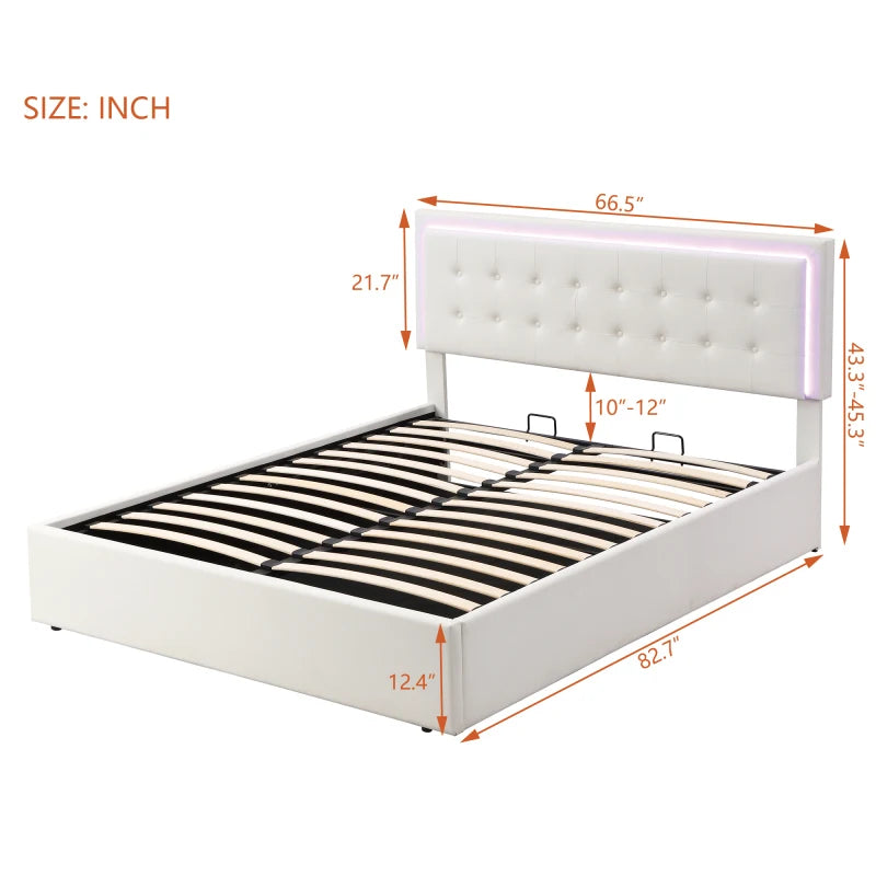 Queen Size Tufted Upholstered Platform Bed with Hydraulic Storage System,