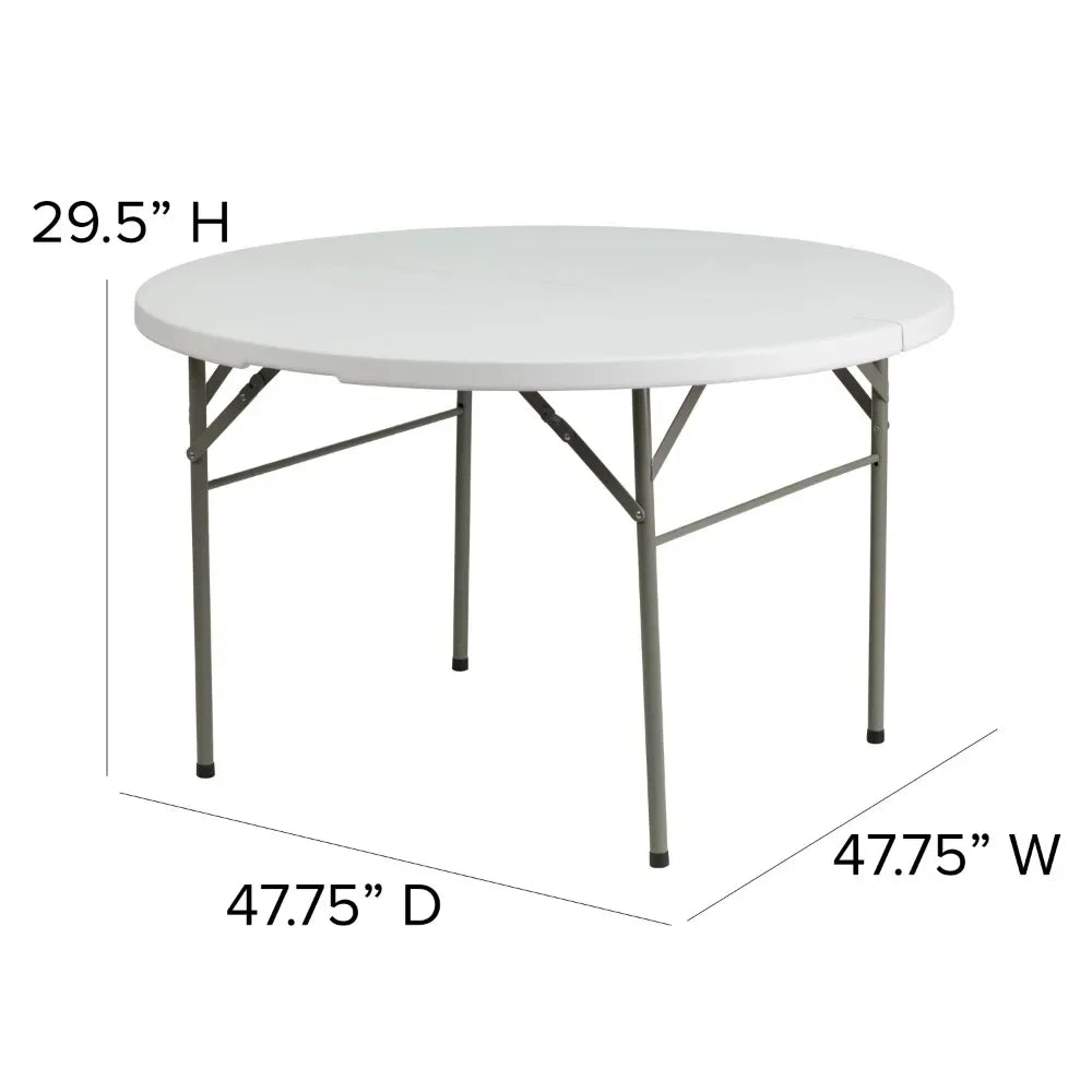 4-Foot Round Bi-Fold Granite White Plastic Event Folding Table