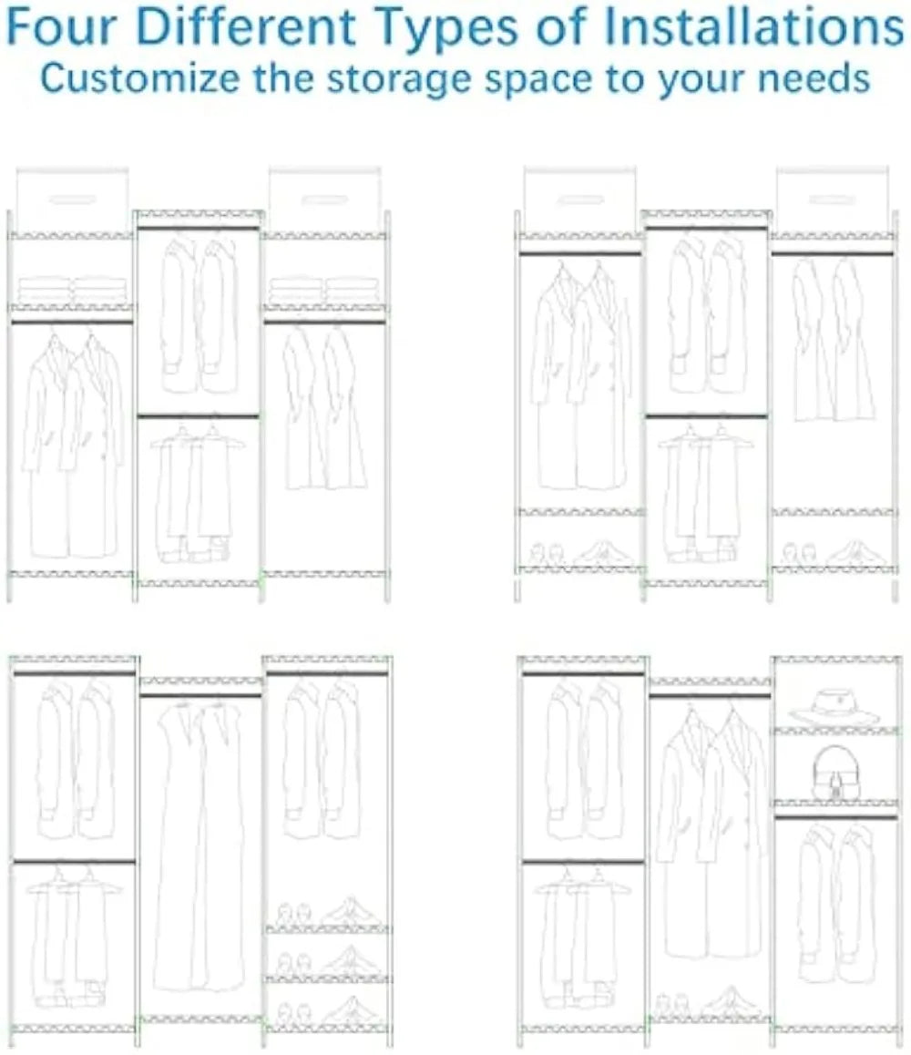 Closet Wardrobe Heavy Duty Clothes Rack, Freestanding Clothing Rack