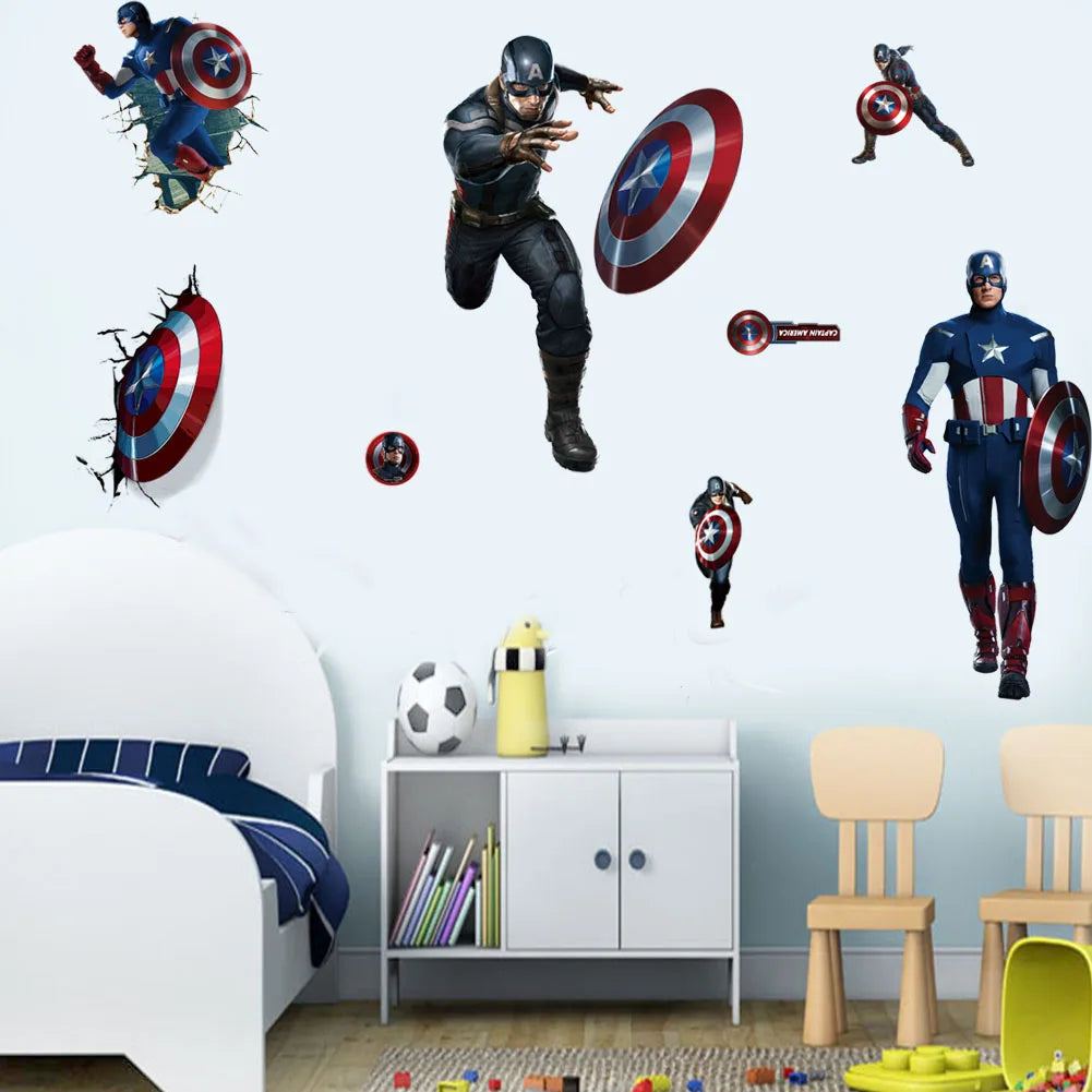 Spiderman Heroes Wall Stickers For Kids Room Home Bedroom